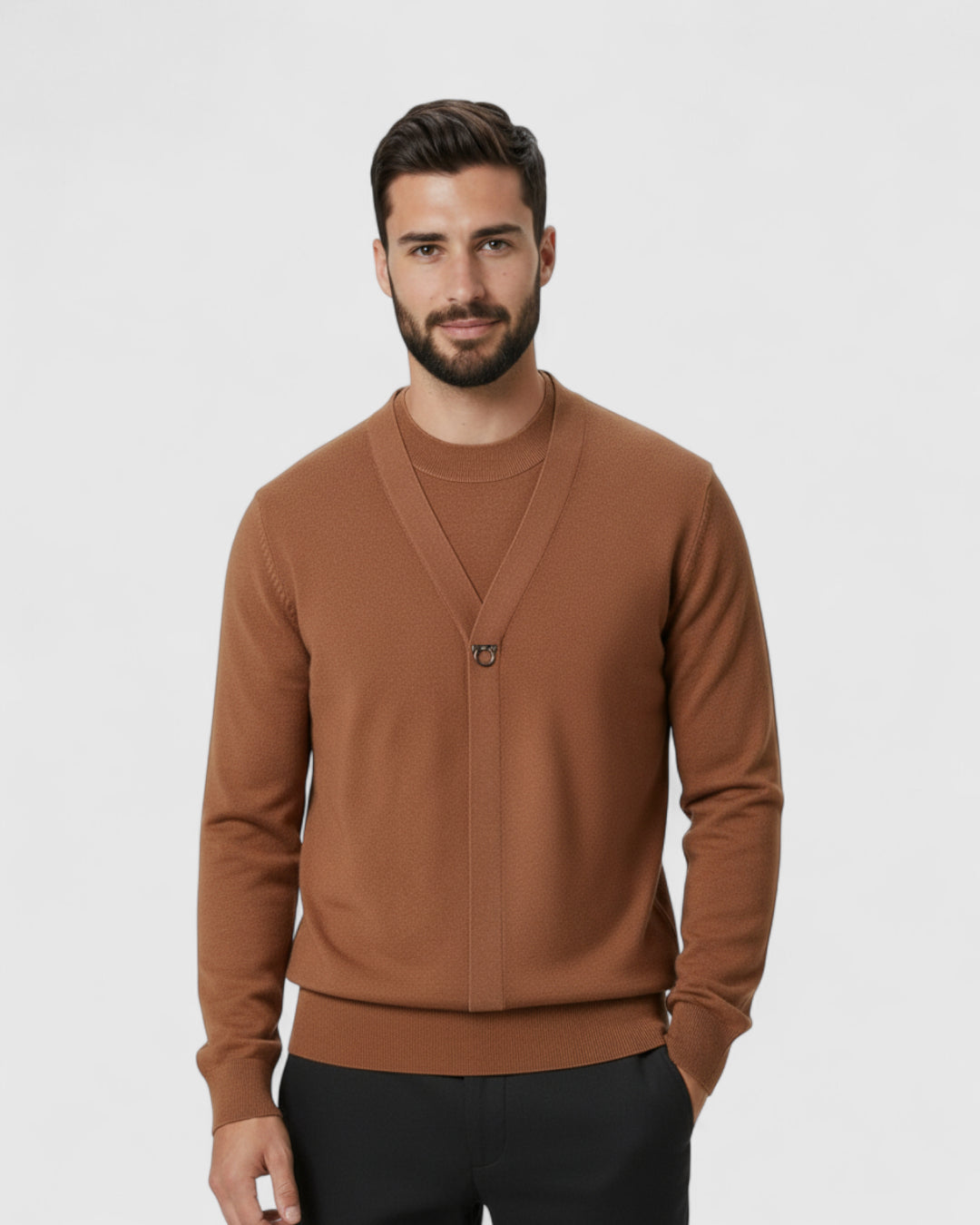 Suéter de Hombre de Mezcla de Lana de Cordero