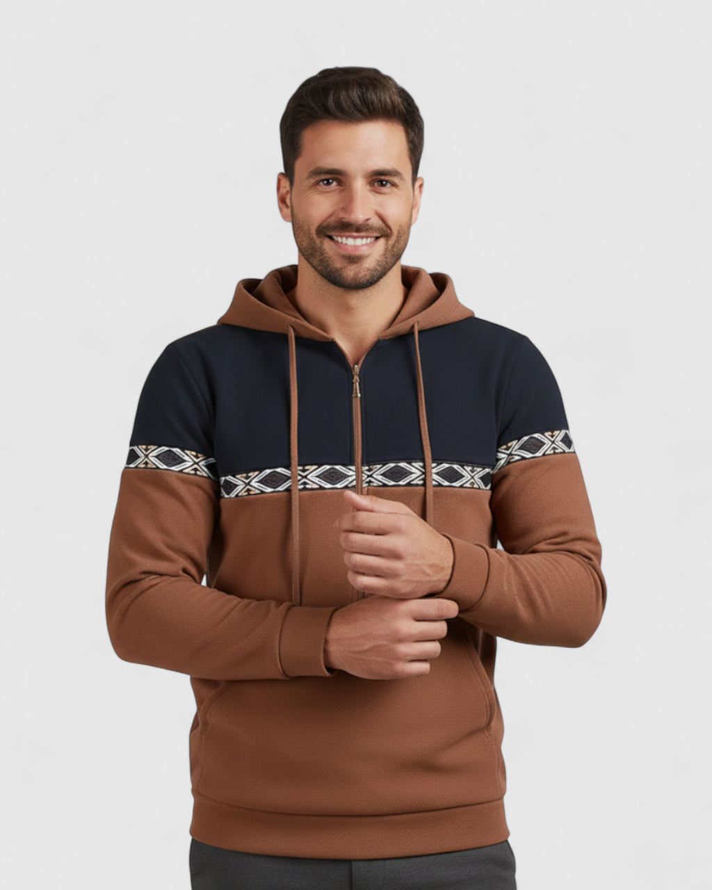 Chaqueta con Capucha y Media Cremallera de Forro Polar