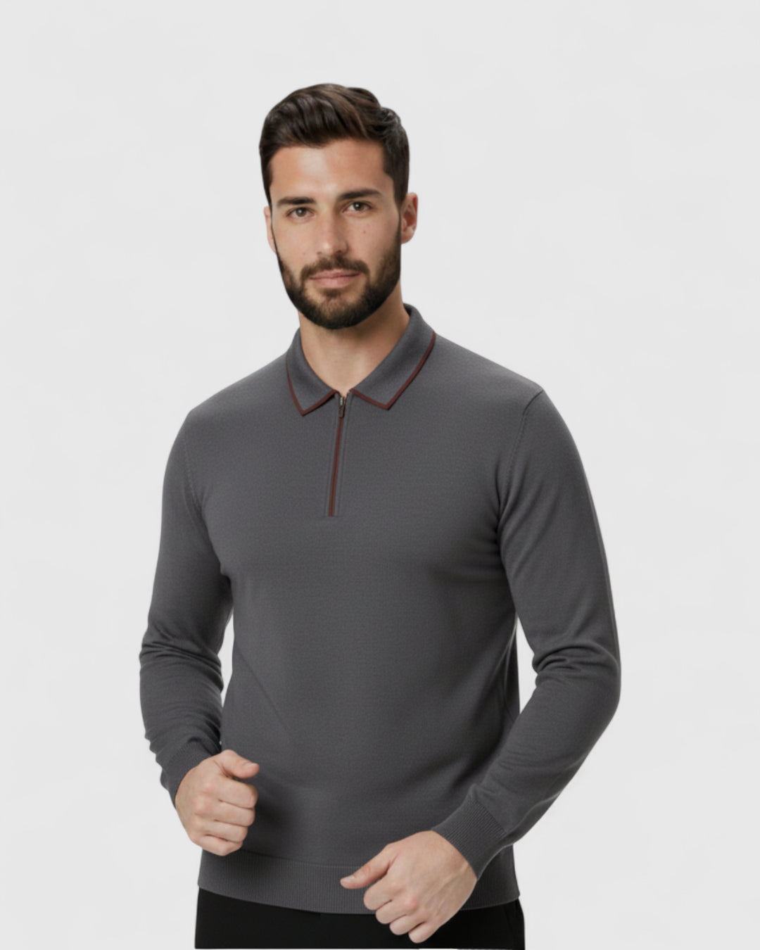 Suéter Polo de Manga Larga para Hombre