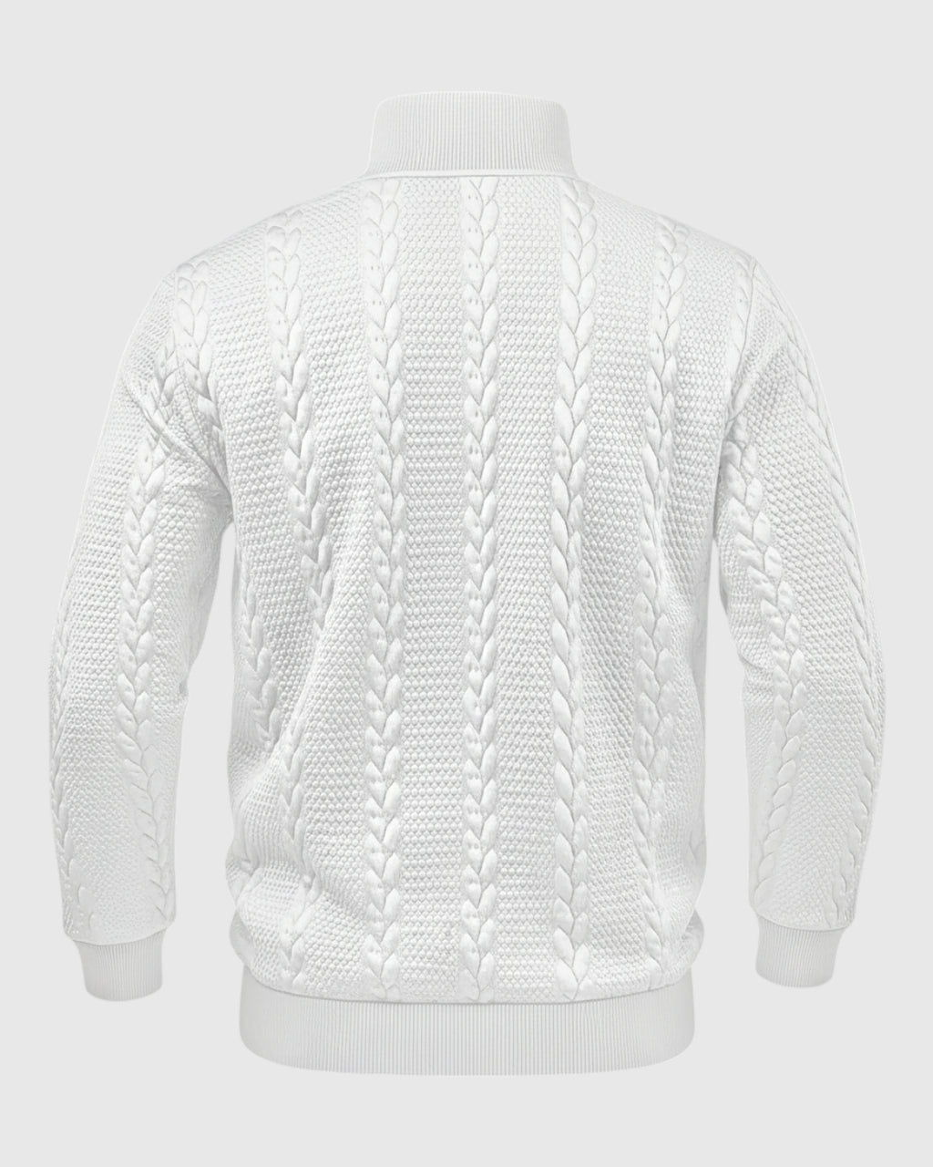 Jersey de Cuello Alto con Tejido de Trenzas