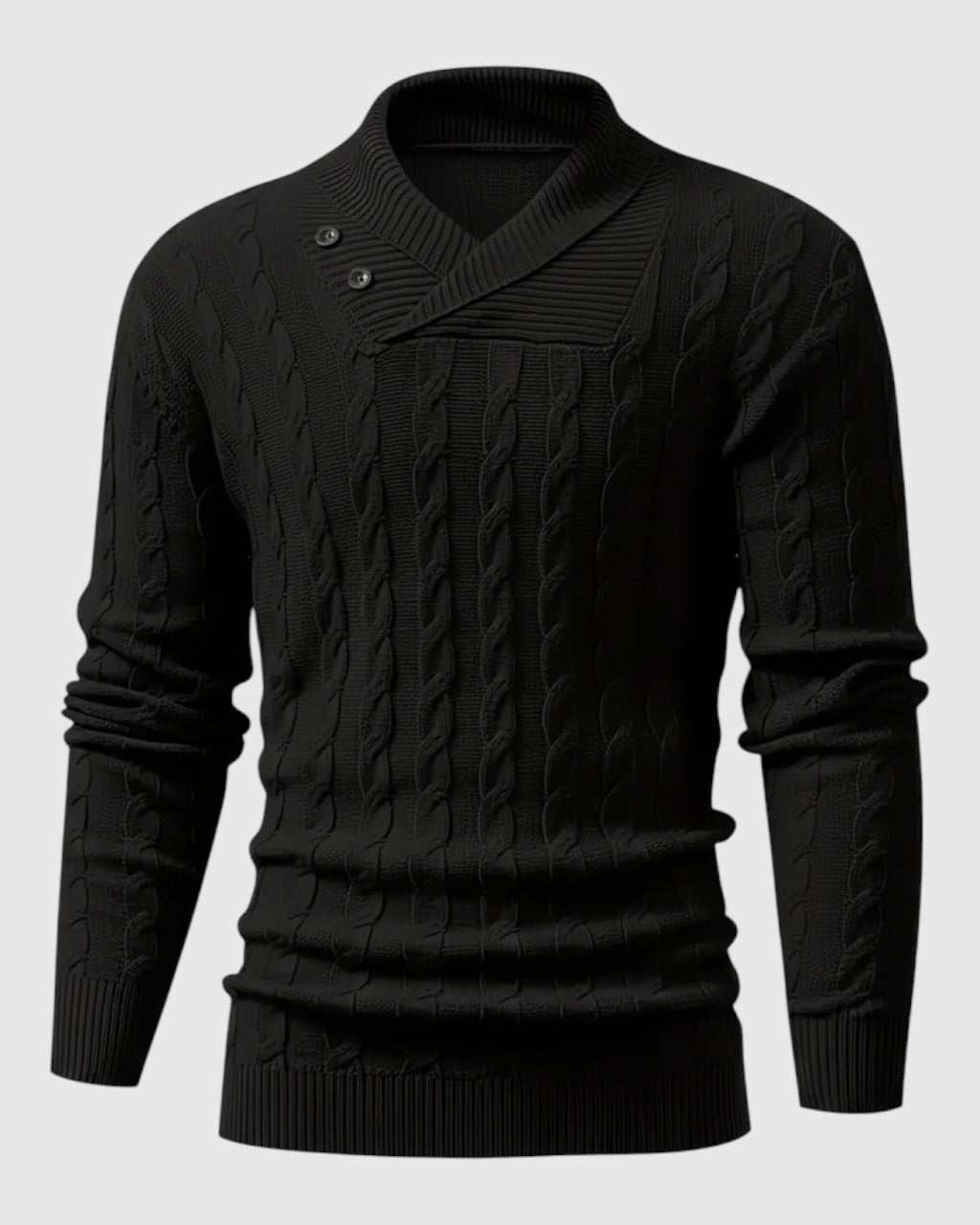 Elegant Knit Sweater – Suéter para hombre con cuello de solapa y botones
