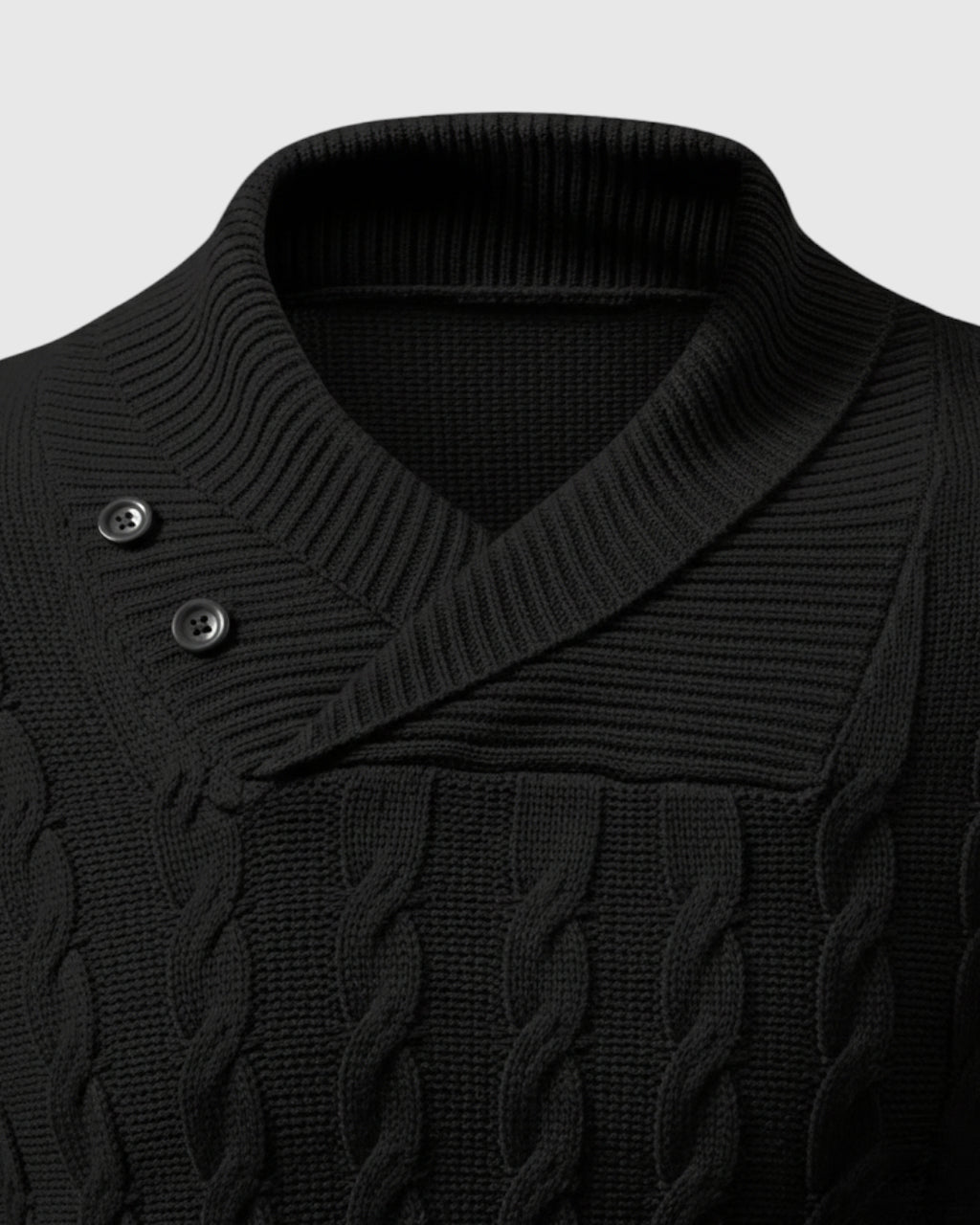 Elegant Knit Sweater – Suéter para hombre con cuello de solapa y botones