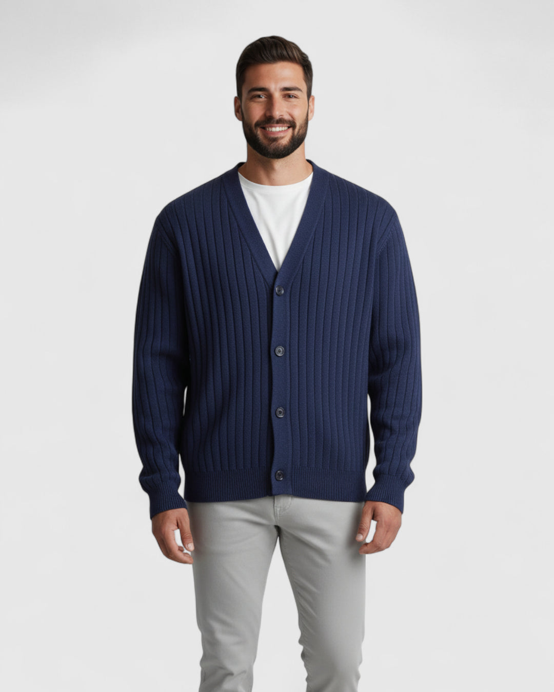 Cárdigan de Punto con Cuello en V para Hombre