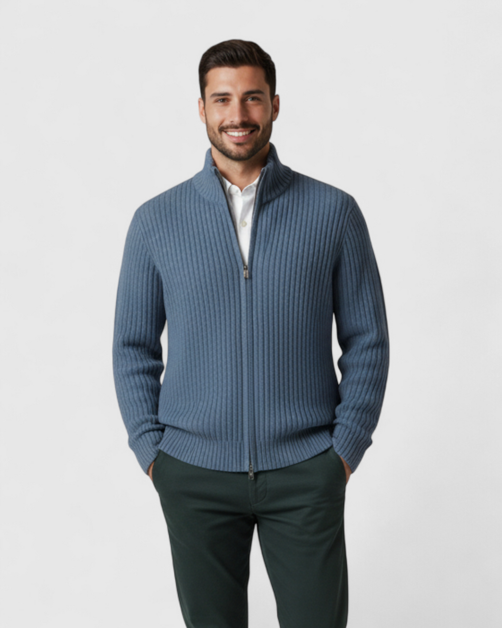 Cárdigan de Punto con Cremallera para Hombre