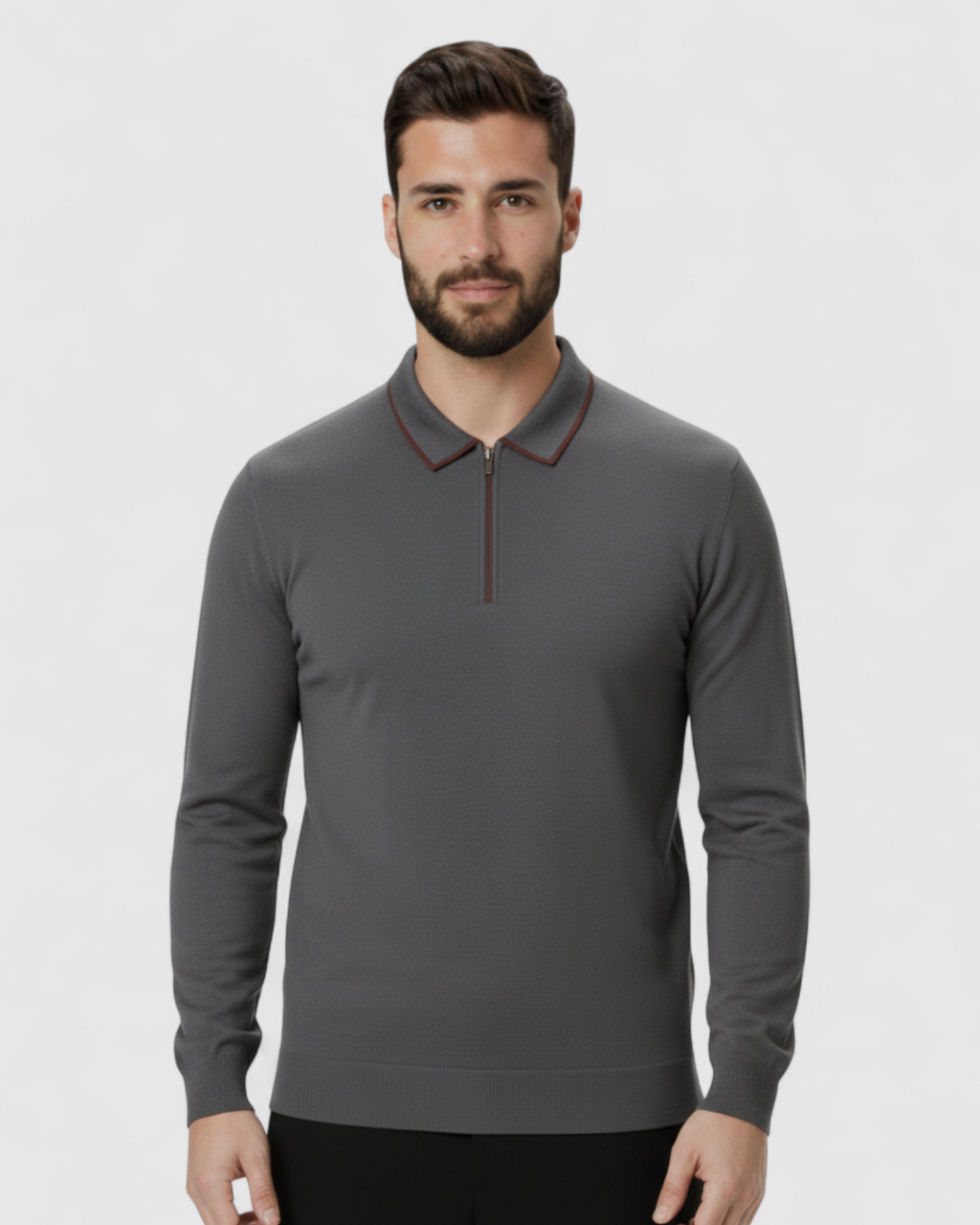 Suéter Polo de Manga Larga para Hombre