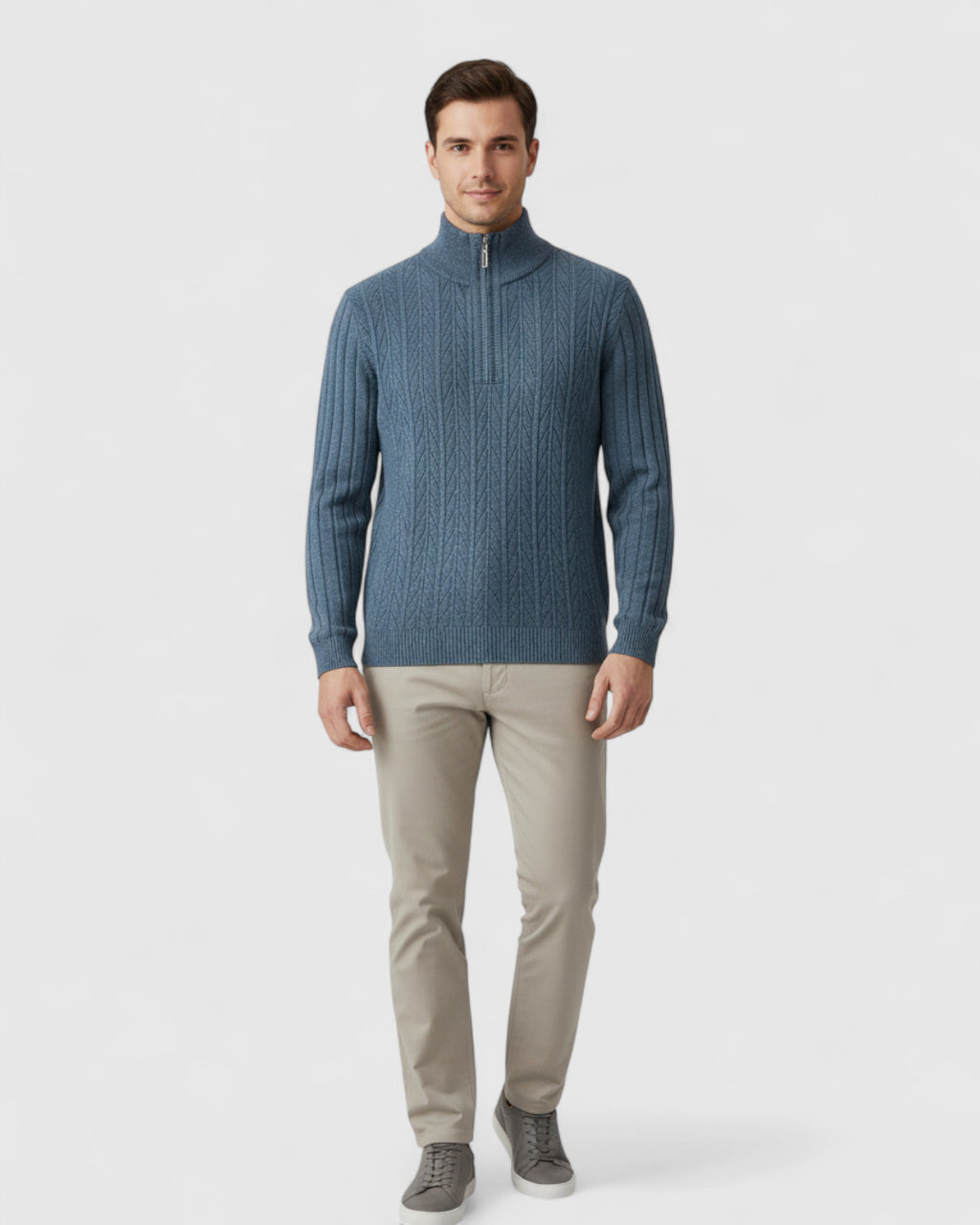 Jersey de hombre con cuello alto y cremallera