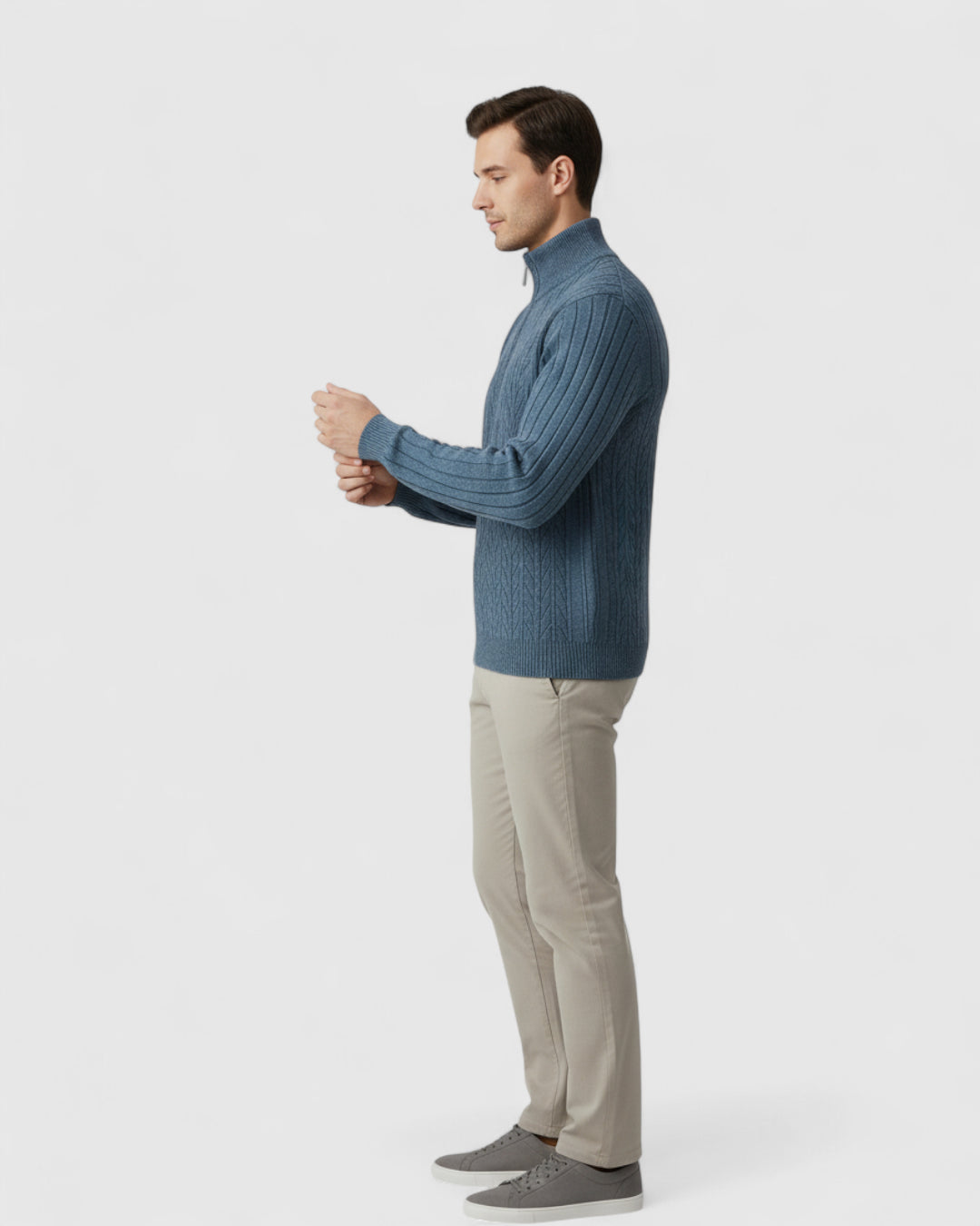 Jersey de hombre con cuello alto y cremallera