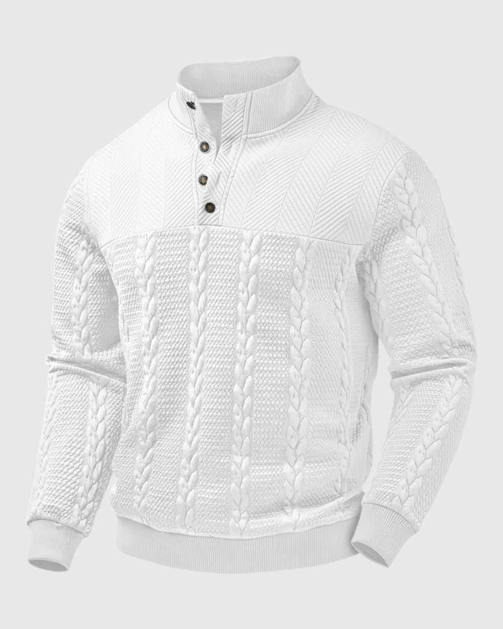 Jersey de Cuello Alto con Tejido de Trenzas