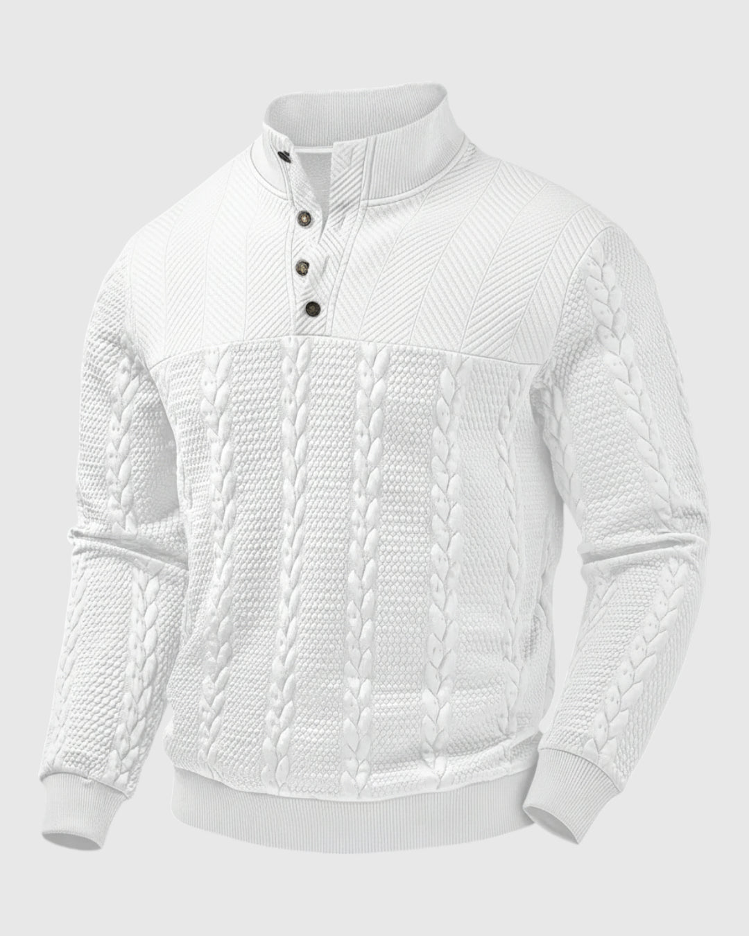 Jersey de Cuello Alto con Tejido de Trenzas