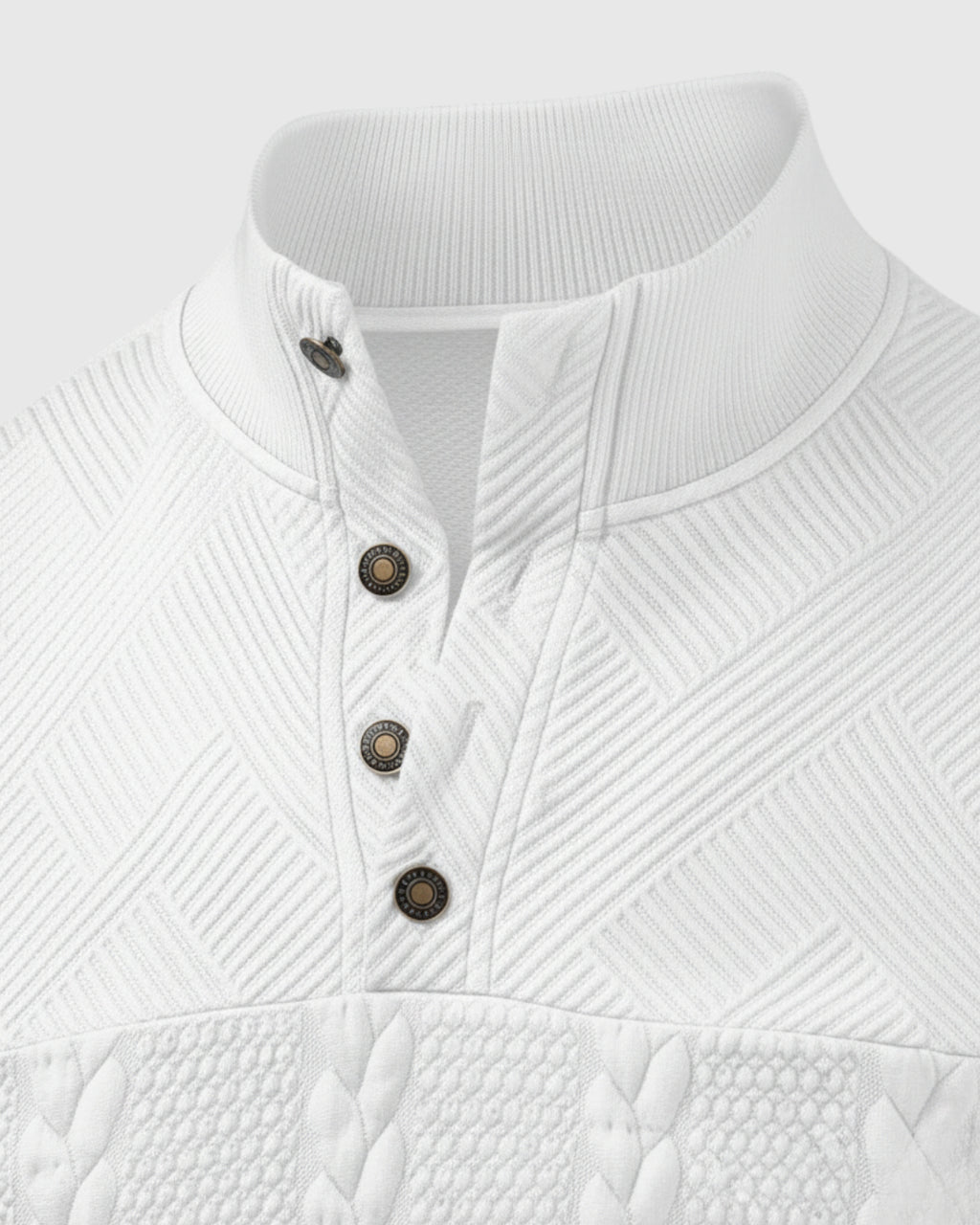 Jersey de Cuello Alto con Tejido de Trenzas