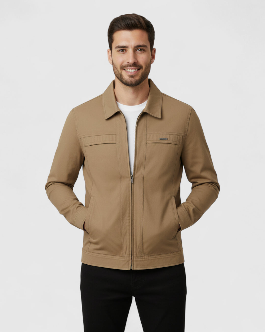 Chaqueta de Hombre con Cremallera y Cuello Solapa