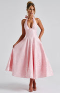 Women's Halter Midi Dress for Wedding Guests - Elegant & Flattering