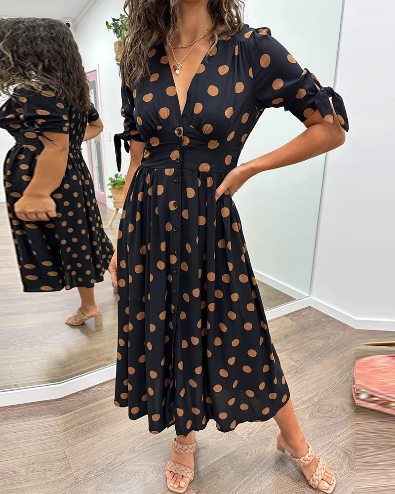 Women's Timeless Polka Dot Dress with Elegant Charm