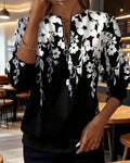 Women's Stylish Printed Half-Zip Collar Sweatshirt