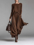 Women's Skirt and Crew Neck Sweater Set
