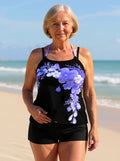 Women's Avery Floral-Print Cross-Strap Halter Tankini Set