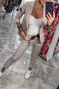 Cozy Relaxed-Fit Solid-Color Two-Piece Set for Women