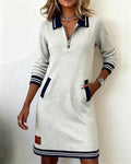 Women's Elegant Long-Sleeve Cotton Dress