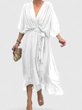 Women's Elegant V Neck Dress with Timeless Sophistication