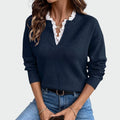 Women's Trim V-Neck Jumper with Delicate Lace Detailing
