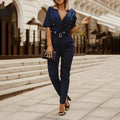 Women's Sleek, Modern Belted Jumpsuit