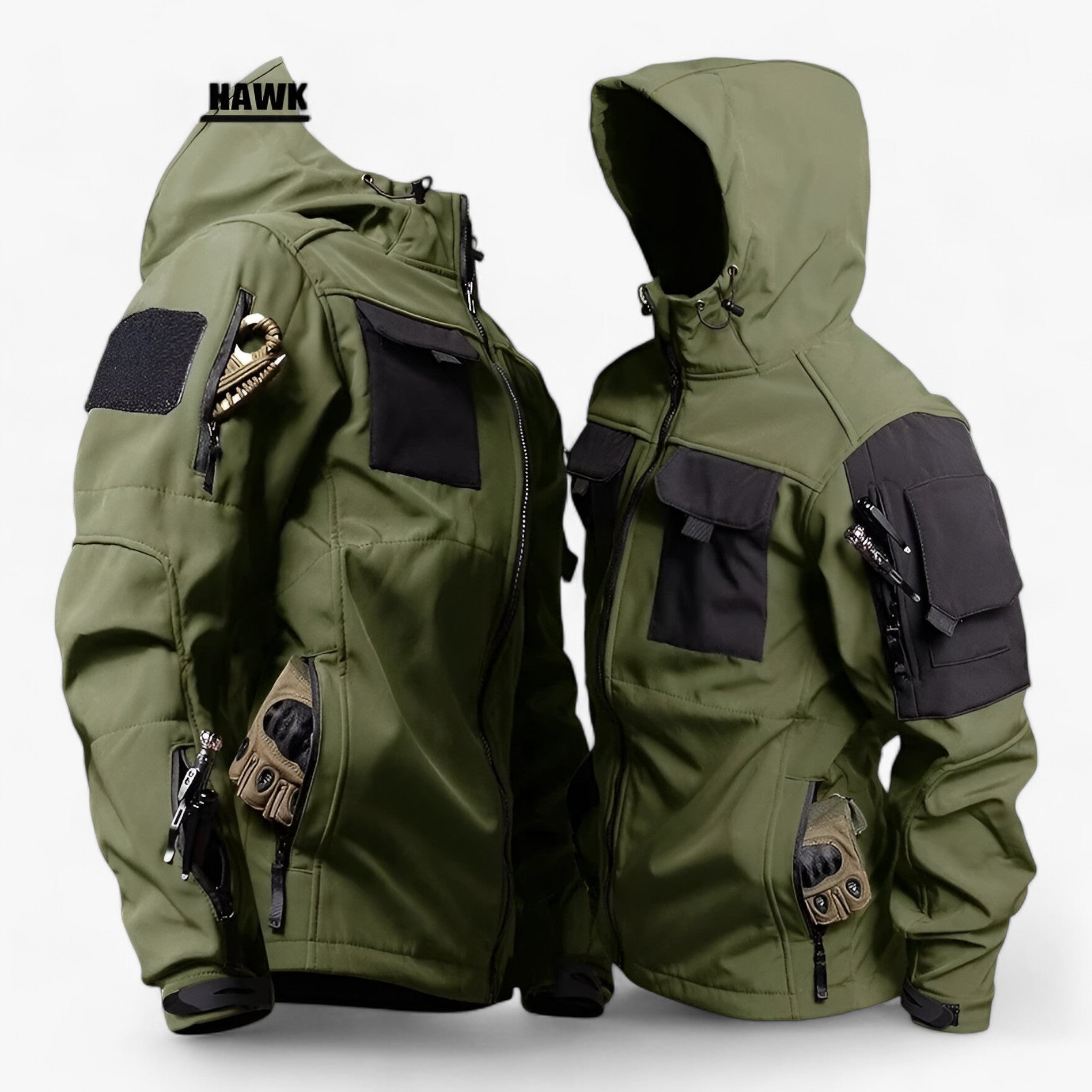 Men's Tactical Hooded Jacket – Heavyweight Softshell, Waterproof, with Ample Pockets