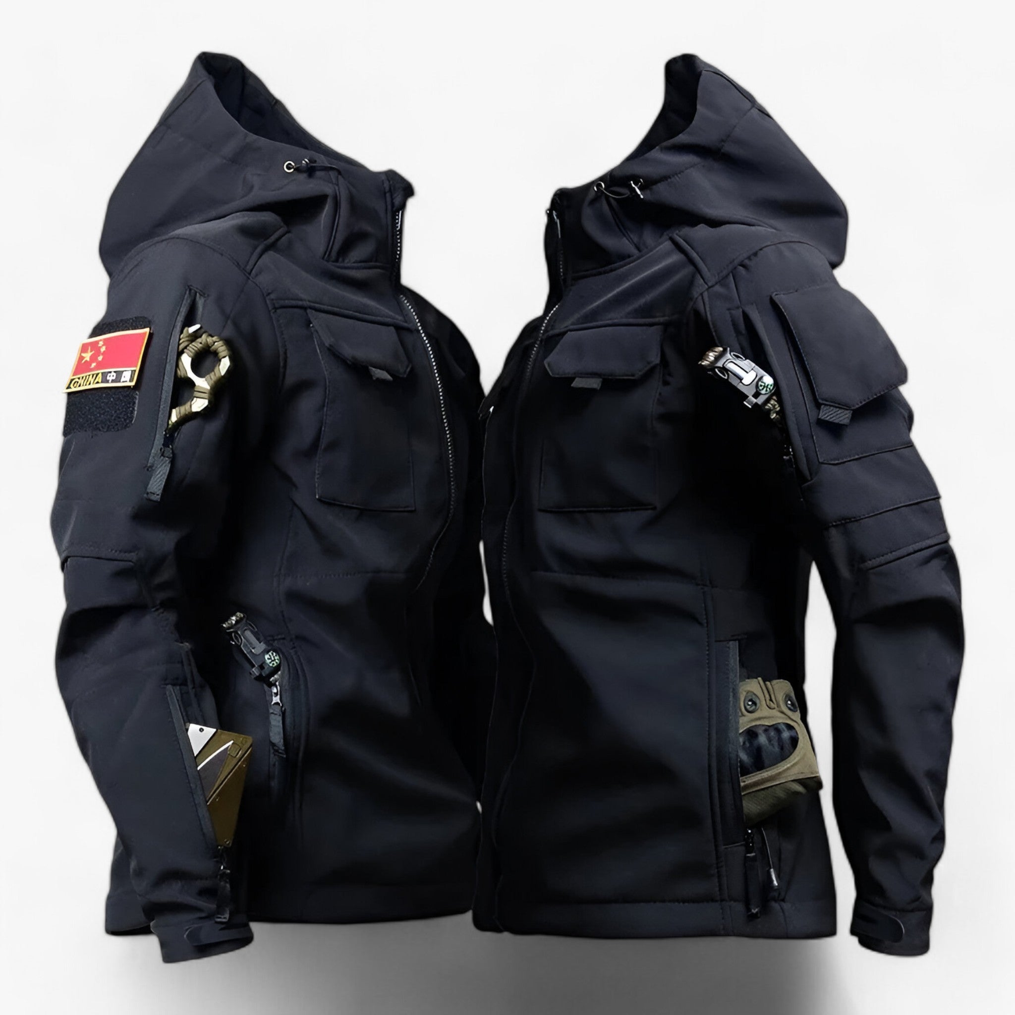 Men's Tactical Hooded Jacket – Heavyweight Softshell, Waterproof, with Ample Pockets