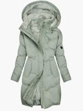 Women's Warmly lined winter jacket with hood and zipper