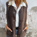 Women's Cozy Autumn Button-Down Vest - Short, Warm & Stylish
