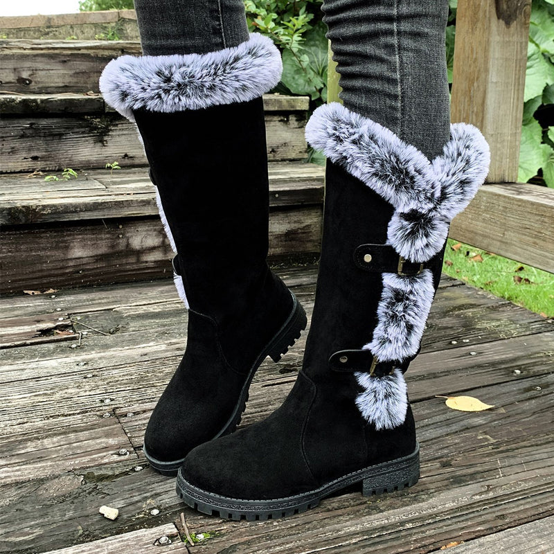 Ladies' Thick Plush Mid-Calf Snow Boots for Winter Warmth