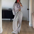 Women's Striped Two-Piece Lounge Set – Long-Sleeve Comfort for