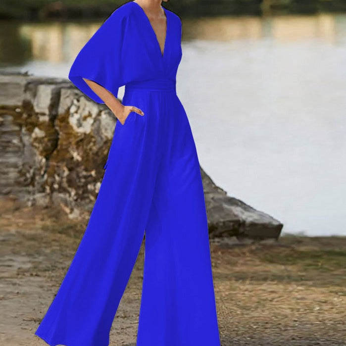 Lena - Sophisticated V-Neck Jumpsuit for Effortless Elegance