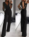 Women's Glitter V-Neck Jumpsuit – Shimmering Night-Out Essential